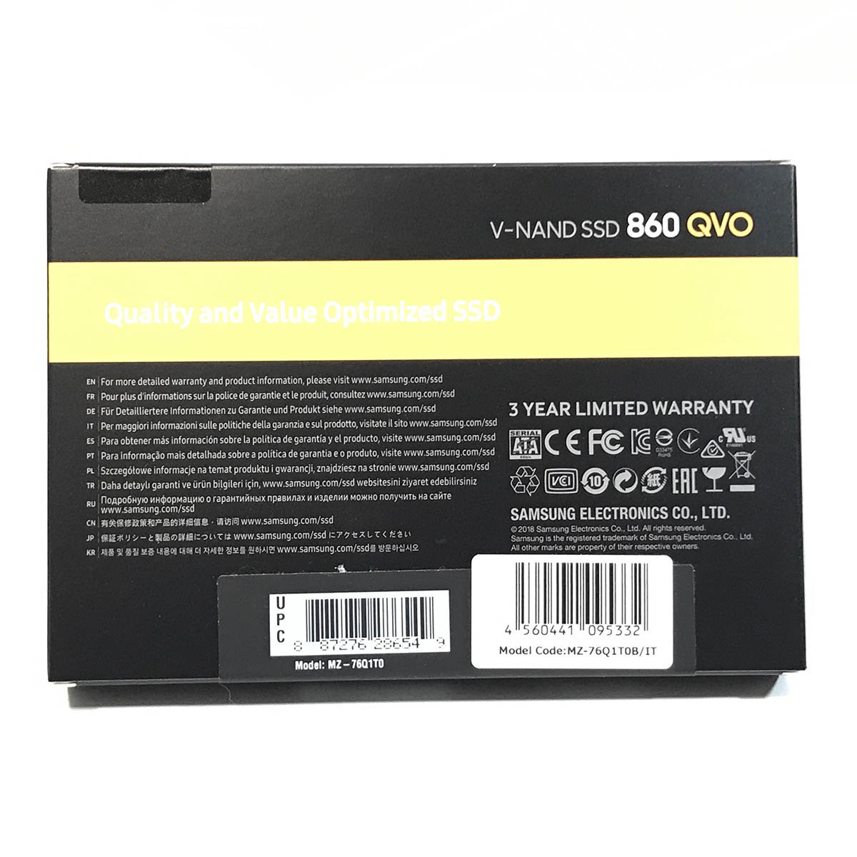 PC/タブレット新品☆SAMSUNG 860 QVO MZ-76Q1T0B/IT 1TB SSD